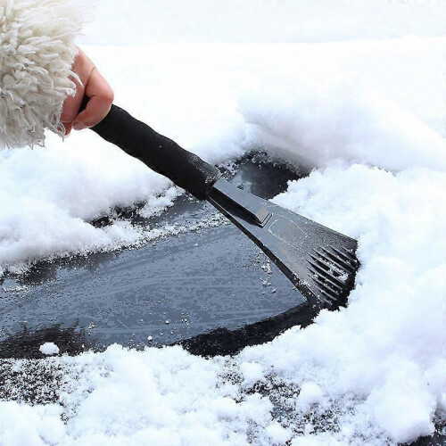 1Pcs Black Winter Car Snow Shovel With Ergonomic Handle For Windshield De-Icing Snow Removal Sweeping 1