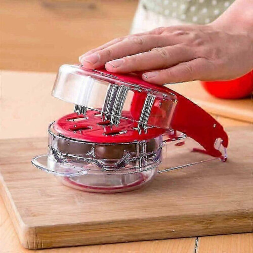 Multi Cherry Pitter Easy Squeeze Core for 6 Red Cherries with Grip Stoner Seed Remover 2
