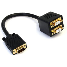 1 ft. VGA to VGA Splitter Cable - M/F Dual Monitor Video Cable Splitter (VGASPL1VV), Black
