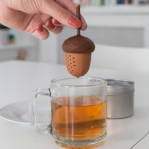 Silicone Pine Cone Tea Infuser Strainer Teapot Set 4Pcs Brown 2