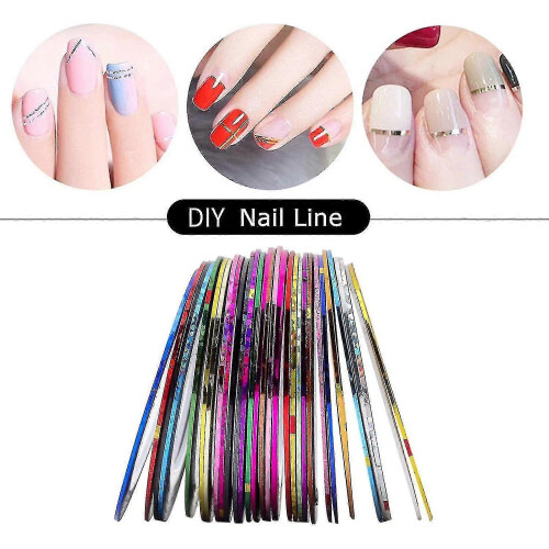 Adesivi per nail art a righe oro e argento, 30 colori, autoadesivi 1