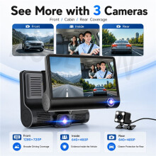 Three Lens 4Inch Ips 1080P Car Dash Cam Dvr Recorder