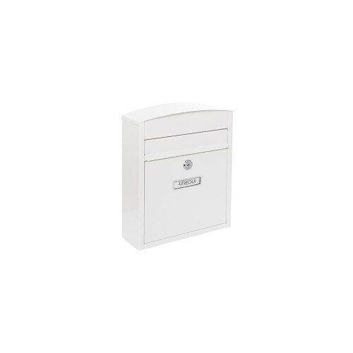 1832D60 Exterior Letter Box - Compact White Steel