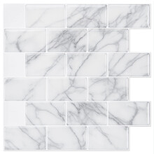 10-Sheets Peel and Stick Backsplash Tile compatible with Kitchen (12"x12", Grey Marble) (A17053P10)