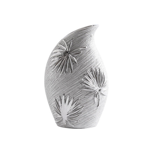 Modern Silver Vase with Decorative Leaf Pattern H25.3cm