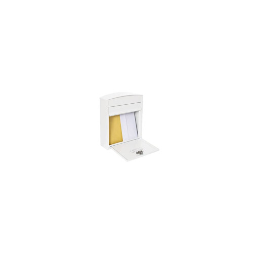 1832D60 Exterior Letter Box - Compact White Steel 1