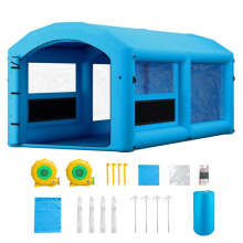 Cabina di Verniciatura Gonfiabile 6x3x2,5 m-Duoku-con Soffiatore 550W e 750W, Tenda Portatile con Tetto Curvo Dotata di Grande Filtro in Cotone
