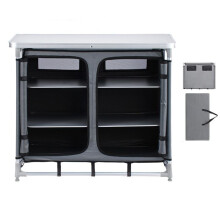 Armário de Camping Portátil em Alumínio-Duoku-com 6 Compartimentos, Ideal para Churrasco, Viagem e Armazenamento, Fácil de Transportar