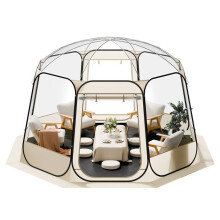 Tenda Bulle Pop-up 3,66 x 3,45 m-Duoku-Domo Jardim Transparente para 10-12 Pessoas, Abrigo Externo com Janelas, Resistente aos UV