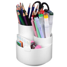 1X Wit PP 360 Draaibare Pennenhouder En Bureaublad Organizer