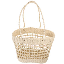 1Beige Geweven Strandtas Dames Lichtgewicht Zomerhandtas