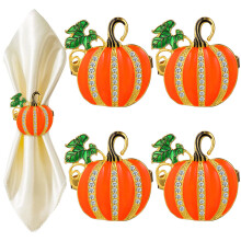 4St Delicate Pompoen Servet Houder Metaal Decor