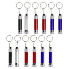 12St Mini Aluminium LED Zaklamp Sleutelhanger Diverse Kleuren