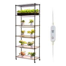 Support pour Plantes d'Intérieur-Duoku-avec Lampe de Croissance, 6 Niveaux, 180 cm, Équipée de Roulettes, 3 Modes d'Éclairage