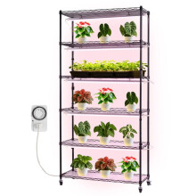 Support pour Plantes d'Intérieur-Duoku-Étagère Métallique à 6 Niveaux, Hauteur 180 cm, 150 W, Équipée de Roulettes, Lampe 3800K