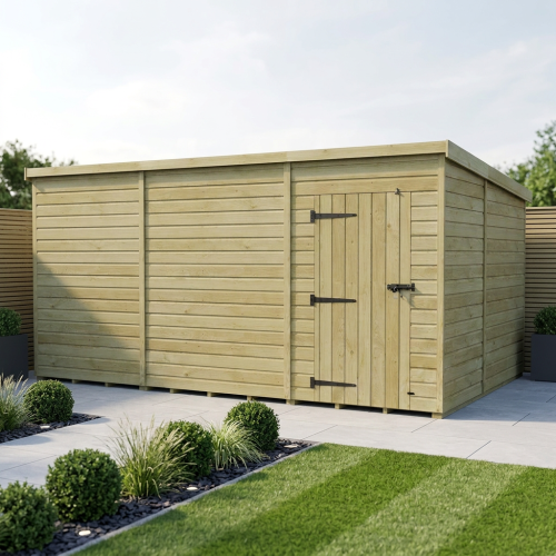17 x 10 Pent Shed Tanalised (Single Door, No Windows)