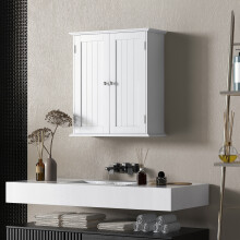 HOMCOM 3-Tier Bathroom Cabinet, Wall-Mounted Medicine Cabinet, White