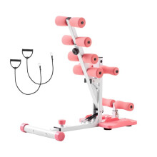 Machine à Squat Assisté-Duoku-pour Entraînement des Fessiers et Quadriceps, Réglable et Pliable, pour le Bas du Corps, Rose et Blanc