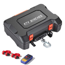 Draagbare 12 V DC 2041 kg-Duoku-trekhaak met synthetische kabel, ontworpen voor quads, met bedrade en draadloze afstandsbedieningen, inclusief kabelge