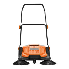Balayeuse Manuelle à Pousser-Duoku-Mécanique avec Largeur de Nettoyage de 65 cm, Orange, Équipée d'un Bac à Déchets de 18,9 L