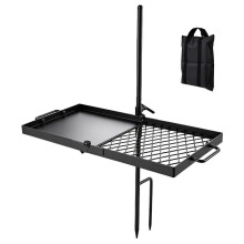 Grelha de Cozinha Pivotante-Duoku-para Fogo de Campanha, Ideal para Churrasco a Madeira, com uma Superfície Combinada de Grelha e Placa