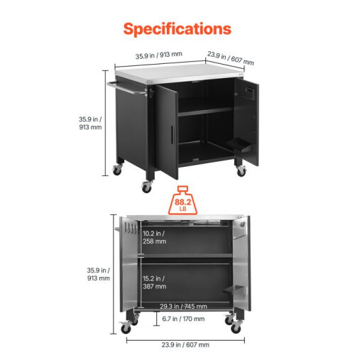Außentisch - DUOKU - kN-C603 - Mit Schrank - Mobiler Arbeitstisch - Tragfähigkeit 40 kg 2