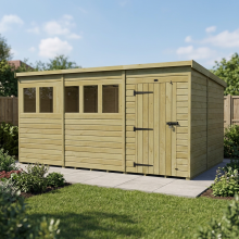 17 x 10 Pent Shed Tanalised (Single Door, With Windows)