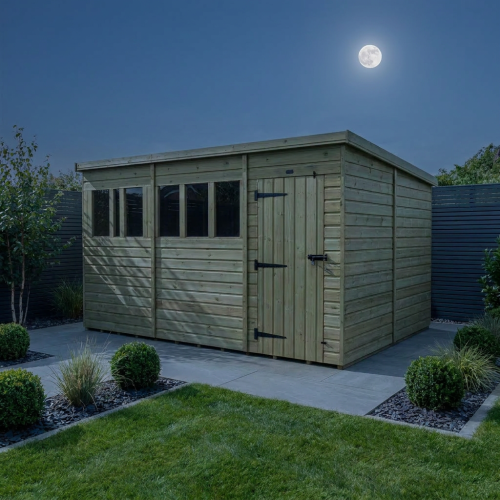 17 x 10 Pent Shed Tanalised (Single Door, With Windows) 2