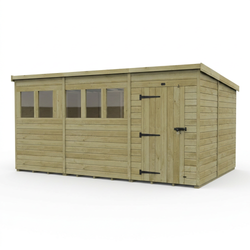 17 x 10 Pent Shed Tanalised (Single Door, With Windows) 1