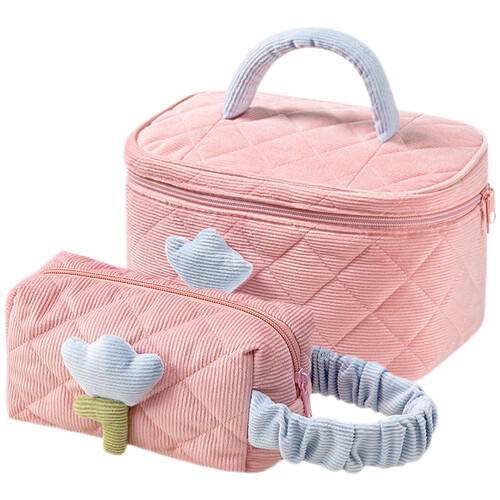 2St Roze Gewatteerde Make-Up Travel Organizer Vrouw