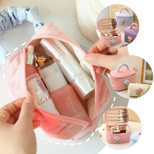 2St Roze Gewatteerde Make-Up Travel Organizer Vrouw 2