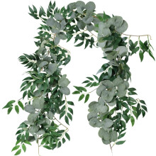 Eucalipto artificial prateado, cortável se necessário, ramos de salgueiro artificiais para fundo de arco de casamento, caminho de mesa decorativo