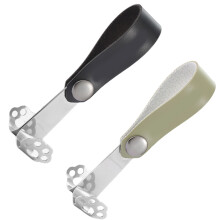 2St Lichtgewicht Rvs Hangers Met Leren Band Voor Buiten Camping