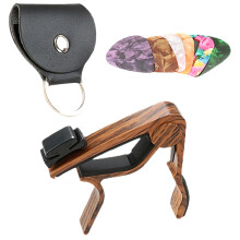 1Set Aluminium Gitaar Capo Met Pick Houder En Diverse Gitaar Picks