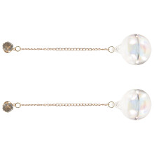 1Paar Decoratieve Glazen Oorbellen Met Lange Metalen Ketting Dames