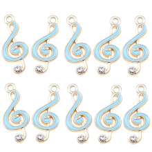 10St Decoratieve Skyblauwe Muzieknoten Charms Voor Oorbellen