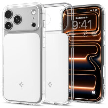 Etui Spigen Ultra Hybrid „T” MagSafe do iPhone'a 17 Pro Max - przezroczyste/białe