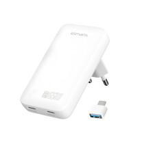 4Smarts FlatPlug Slim Wall Charger 2x USB-C 65W GaN + USB-C to USB-A Adapter