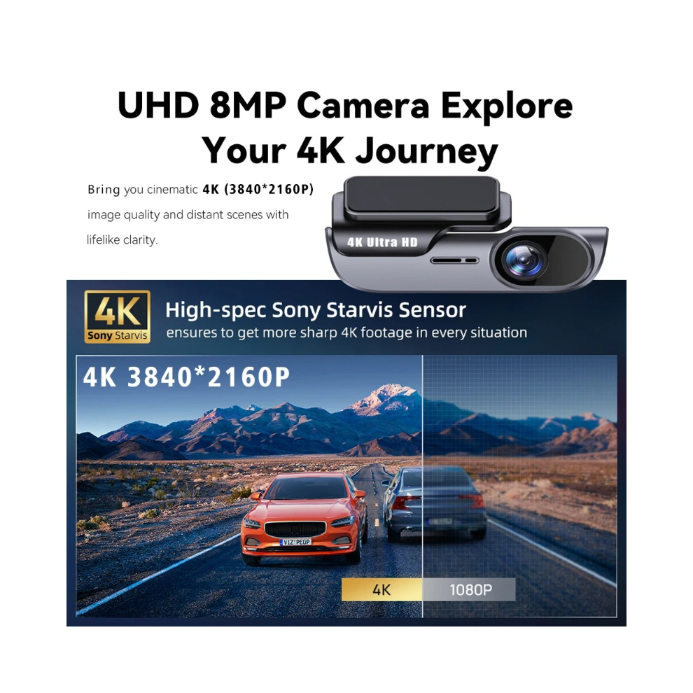 4K Wifi Car Dash Cam 24H Monitor Night Vision Dvr Recorder 4048712648703