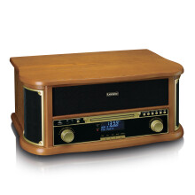 Retro-Plattenspieler aus Holz mit Bluetooth, CD- und Kassettenlauf