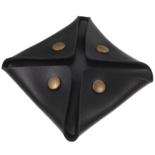 Zwart Leren Kleine Opbergzak Munten En Oordopjes