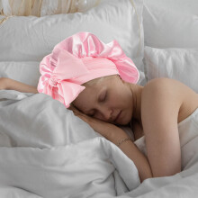 1Comfortabele Roze Slaapmuts Met Strikband, Geschikt Voor Vrouwen