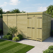 17 x 8 Pent Shed Tanalised (Double Door, No Windows)
