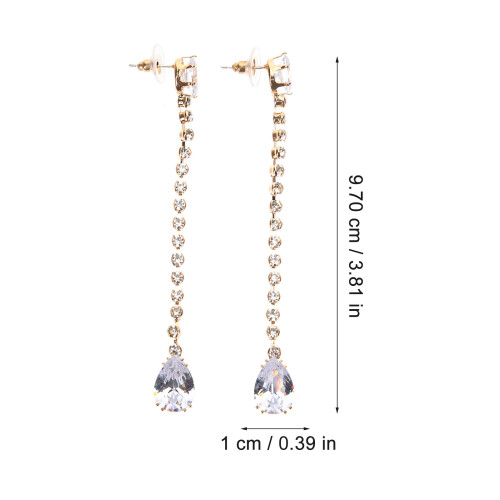 1Paar Mode Oorbellen Gouden Lange Dangle Met Teardrop Design 1