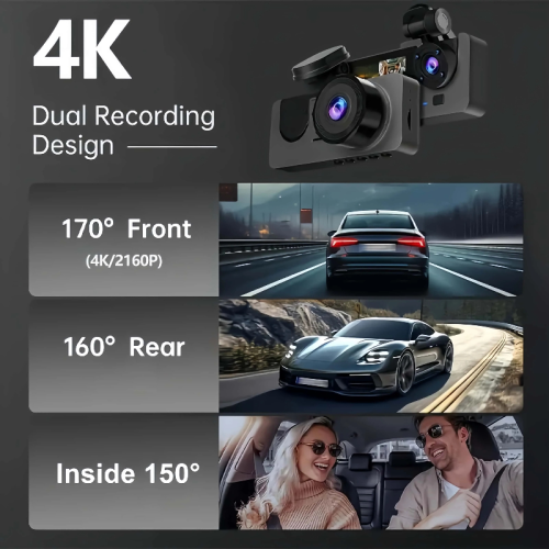 3 Camra Dash Cam Car Video Recorder Front Rear Night Vision With 32G 2