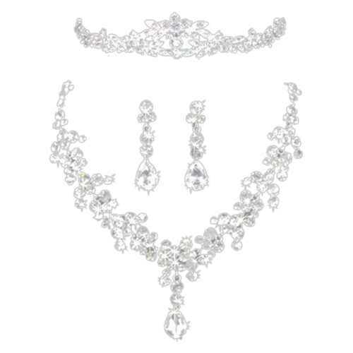 Brautschmuck-Set mit Krone, 3-tlg. 1