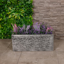 Charles Bentley Trough Slate Planter Plastic Plant, H25 x L60 x W25.5cm