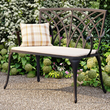 Charles Bentley Metal Cast Aluminium 2 Seater Garden Patio Bench Seat