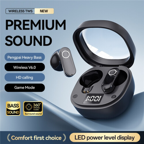 (black) New Mini TWS Bluetooth Earbuds Half In Ear Low Delay Long Battery 1