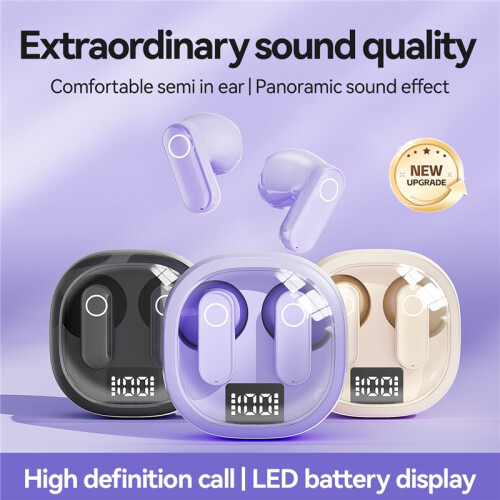(black) New Mini TWS Bluetooth Earbuds Half In Ear Low Delay Long Battery 2